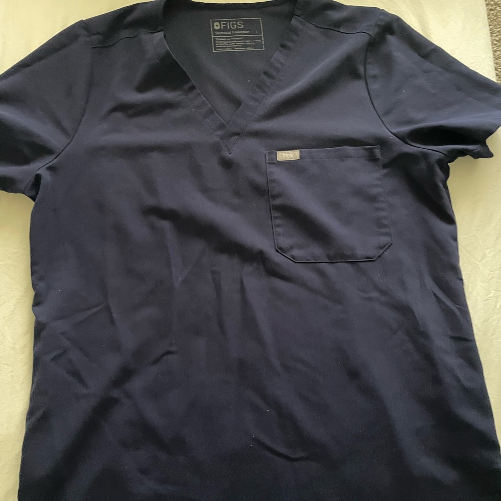 Figs Blue V-Neck Medical Scrub Shirt